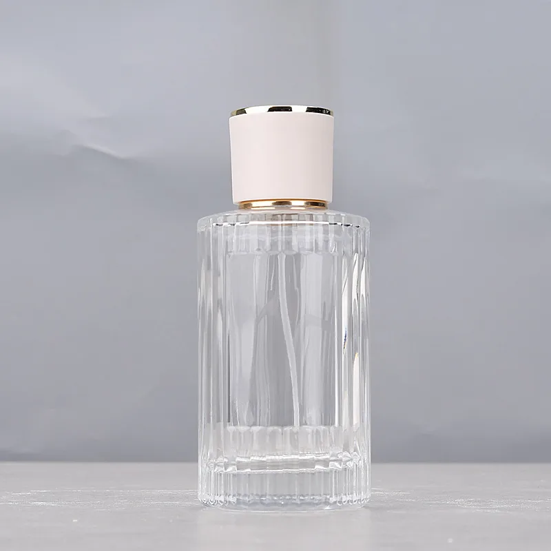 30ml/50ml Refillable Clear Glass Perfume Bottle Striped Spray Makeup Dispenser Bottle