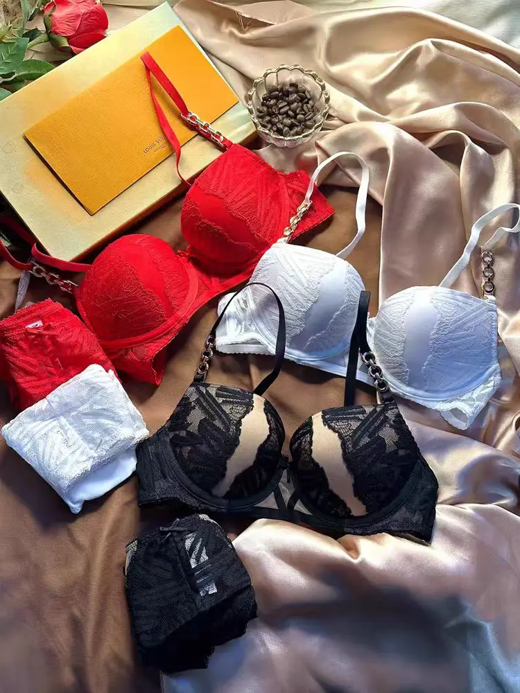 

Новое сексуальное кружевное белье, маленькая грудь, сборный вид, удобный комплект с бюстгальтером пуш-ап