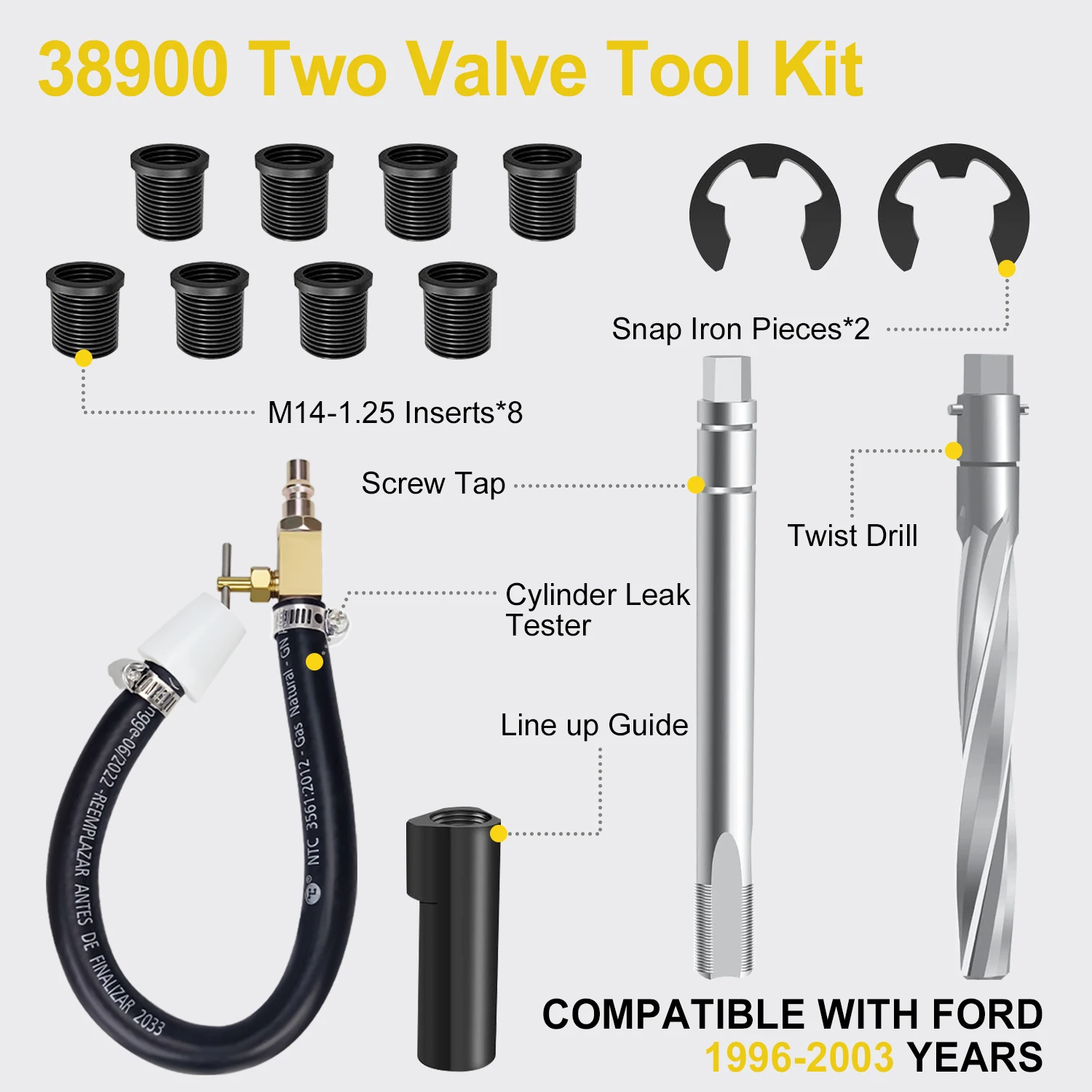 38900 Two Valve Tool Kit For Ford Trito Thread Spark Plug Thread Repair Kits For Ford 4.6L 5.4L Ford Triton 6.8 V-10