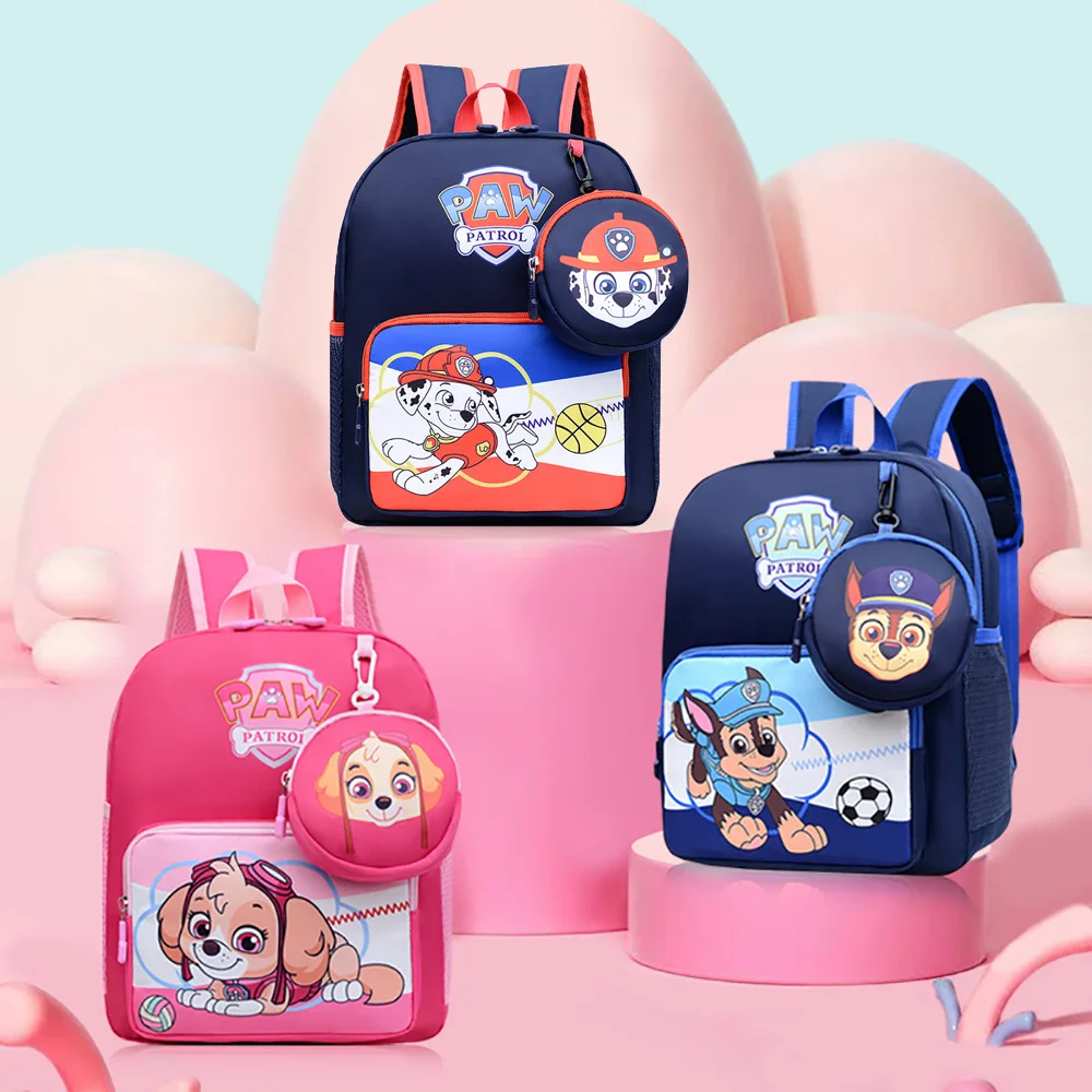 

PAW Patrol Children's School Bags With Pendant Purses Rubble Chase Rocky Kawaii Anime Satchels Kindergarten Schoolbags Backpacks