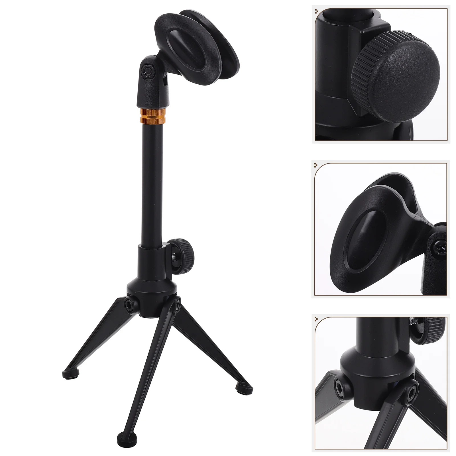 

Adjustable Microphone Stand Portable Foldable Desktop Tripod for Singing Recording Live Streaming Universal Mic Holder Clamp