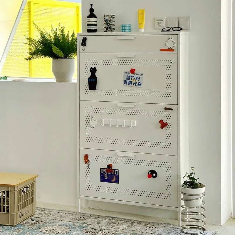 

15cm Ultra-thin Steel Shoe Cabinet - High Capacity Flip Door Entry Storage Cabinet, Stylish Storage Cabinet for Home Use