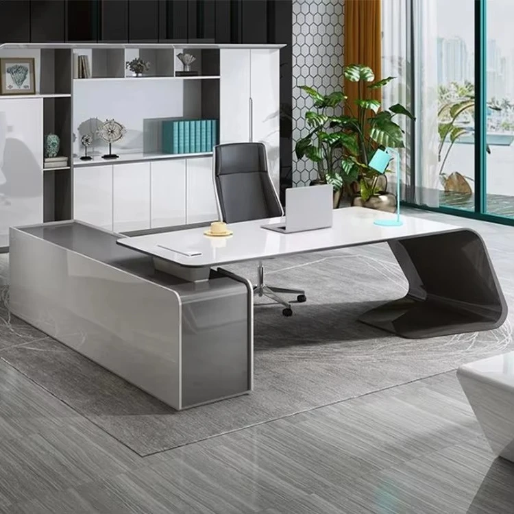 Modern High-end Luxury Boss Office Furniture L-shaped Executive Manager Ceo Office Furniture Home Desk With Side Cabinet