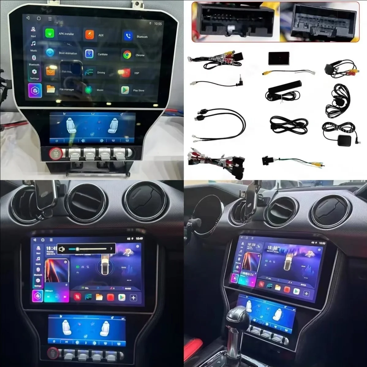 Carplay Radio Screen Android 14 Auto Stereo For Ford Mustang 2015-2020 Multimedia Player Car GPS Navigation Head Unit Accesories