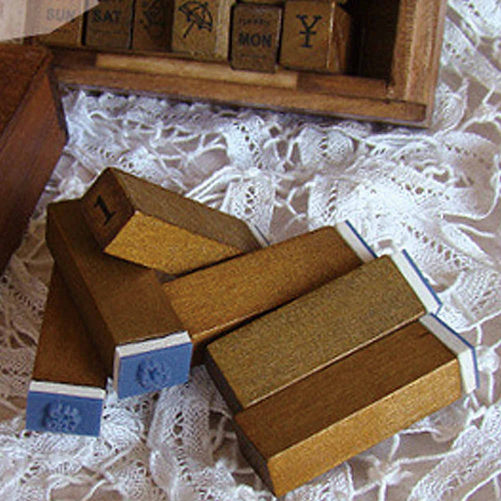 

Wood Seal Stamp Wooden Mini DIY Number Stamps Scrapbooking Decor Stampers