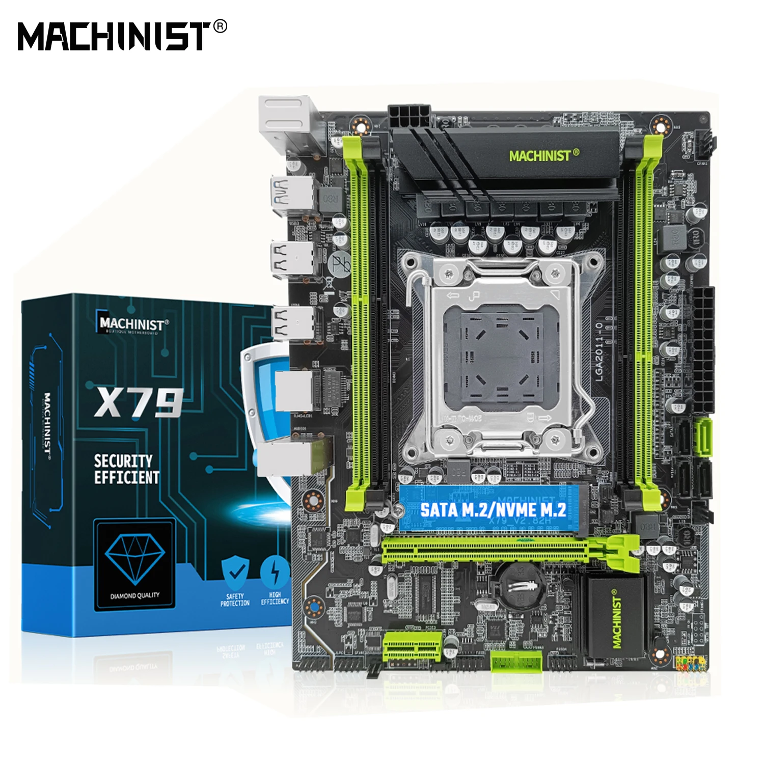 ماشينيست X79 اللوحة دعم LGA 2011 Xeon E5 سلسلة معالج وحدة المعالجة المركزية DDR3 ECC RAM SATA NVME M.2 أربع قنوات USB 3.0 SATA 3.0