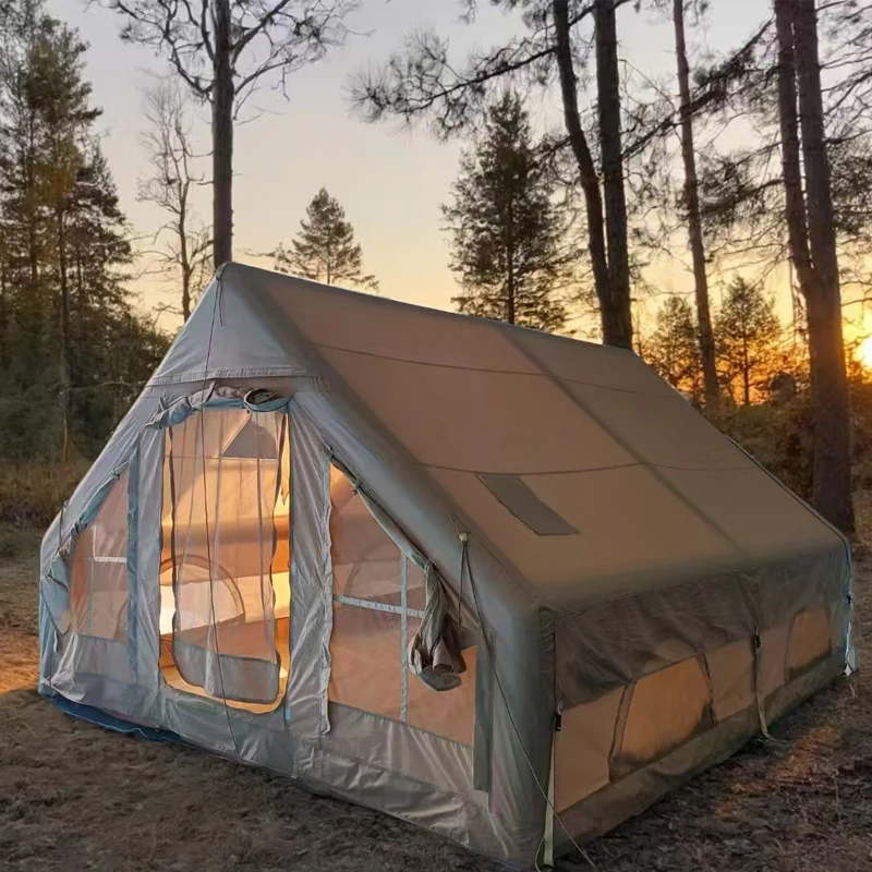 

Portable Four-Season Outdoor Waterproof Family Camping Tent Stylish Oxford Fabric Roof 2-4 People Inflatable for Travelling