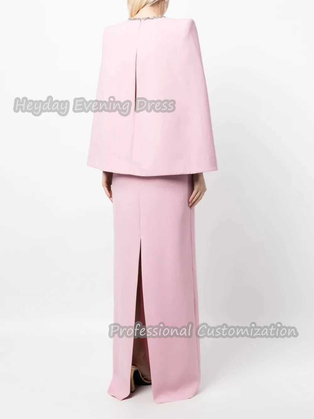 Heyday Straight O-Neck Saudi Arabia Long Sleeves Prom Gown Beaded Crepe Floor Length Sexy Elegant Dress For luxurious Women 2024