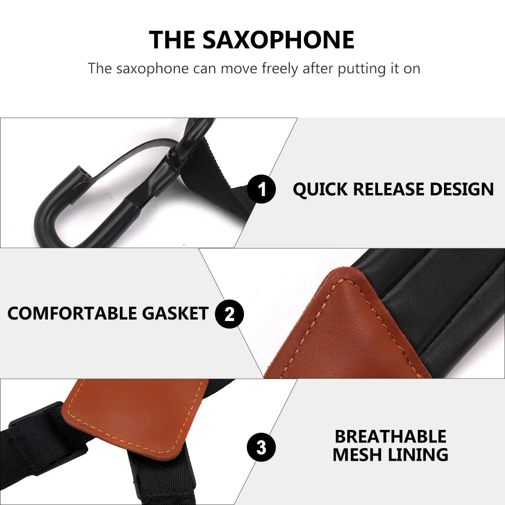 

Saxophone Shoulder Strap Adjustable Comfortable Harness Breathable Padding Quick Release Saxophone Harness for Reduced Neck