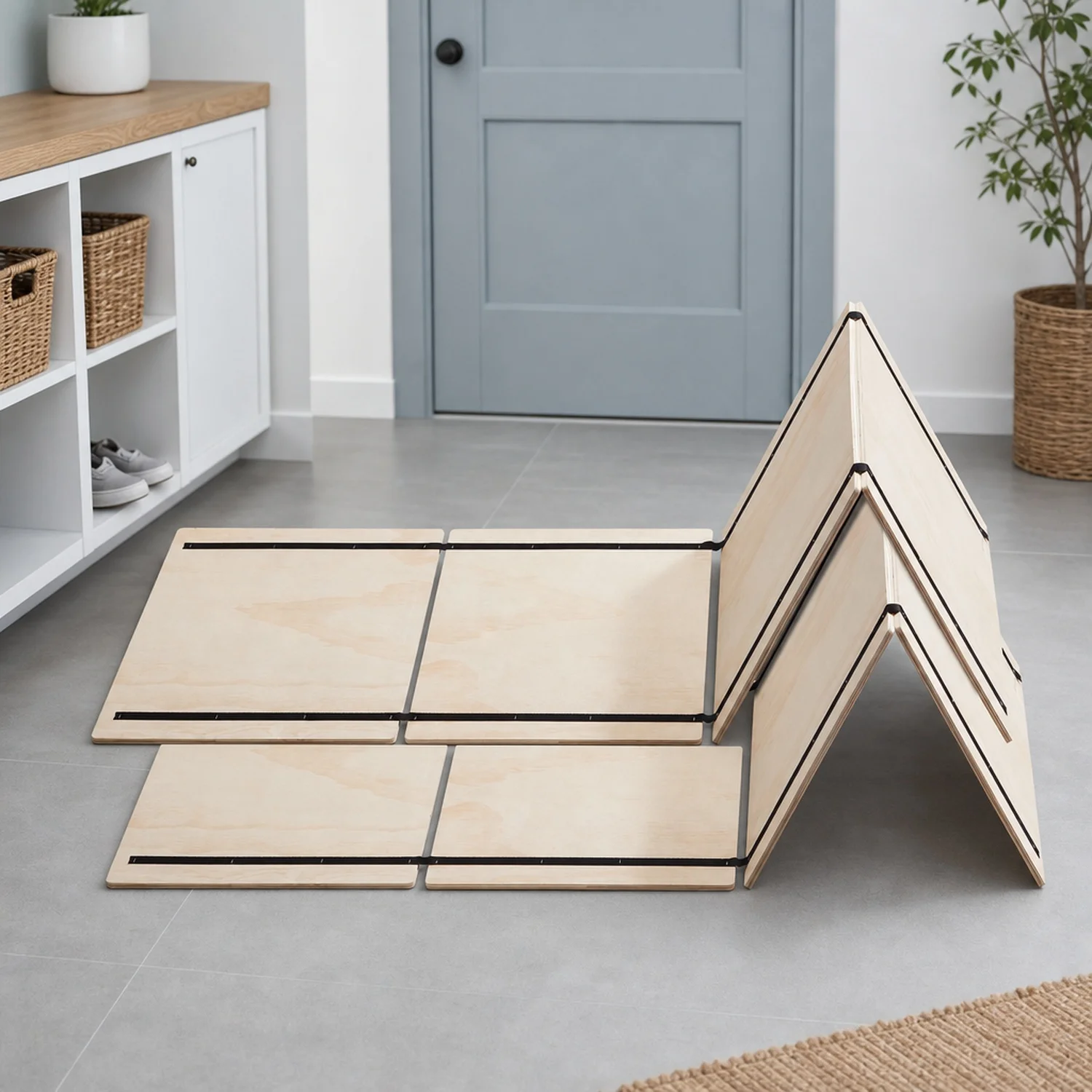 Full Size Bunkie Board, 0.4 in Foldable Bed Slats with Connection, Wooden Mattress Support for, under, Ready to Use, 8 Piece