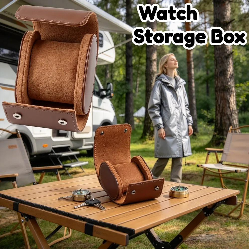 1pc Watch Storage Box, Portable Watch Case with Single Watch Slot, Mechanical Travel Watch Pouch, Ideal Gift, Jewelry Boxes  ﻿