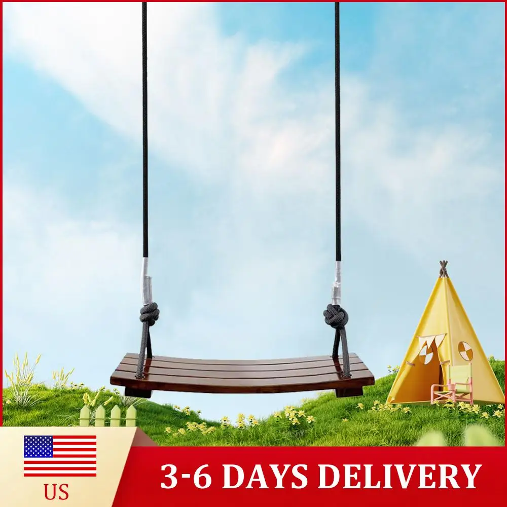 

Деревянные качели из массива дерева, одноместные, простые, максимальная нагрузка 440 фунтов, регулируемая длина троса, для детей и взрослых