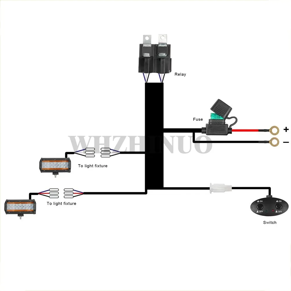 1set12V General Automotive Push Button Switch With Harness Car Light Relay Switch Harness Car Relay Kit Fog Light On/off Harness