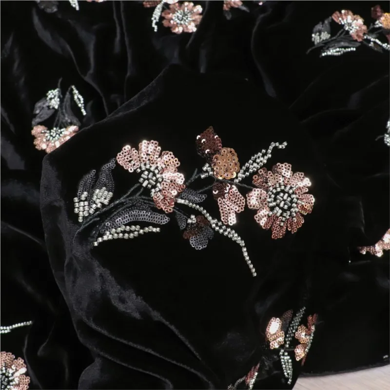 

Трехмерный цветок, шелковая бусина, вышивка трубкой, бархатное свадебное платье Qiao, женская ткань для выступлений