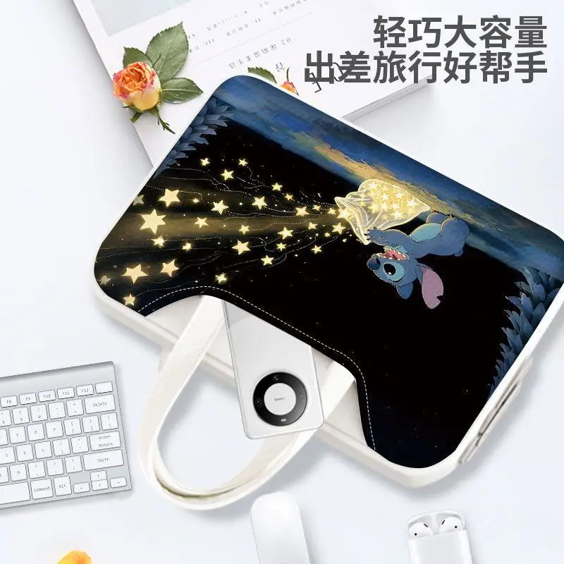 

Disney Anime Stitch Laptop Bag Cute Large Capacity Tablet Organizer Cartoon Handbag Laptop Case 15in 13in 14in 16in Waterproof
