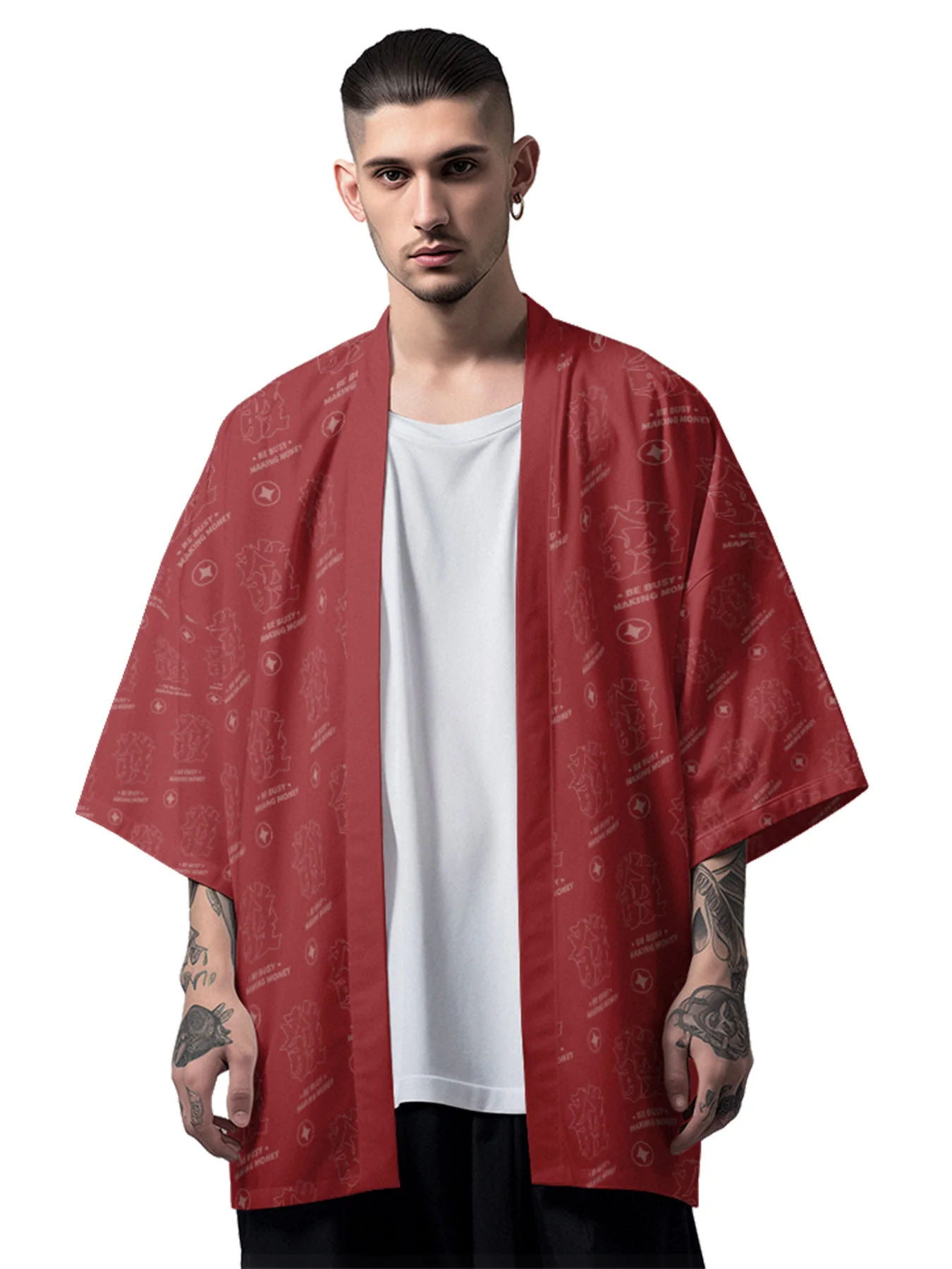 

Summer Samurai Kimono Men Japanese Lucky Letter Robe Haori Cardigan Traditional Kimono Cosplay Female Yukata Hawaiian Shirt Chic