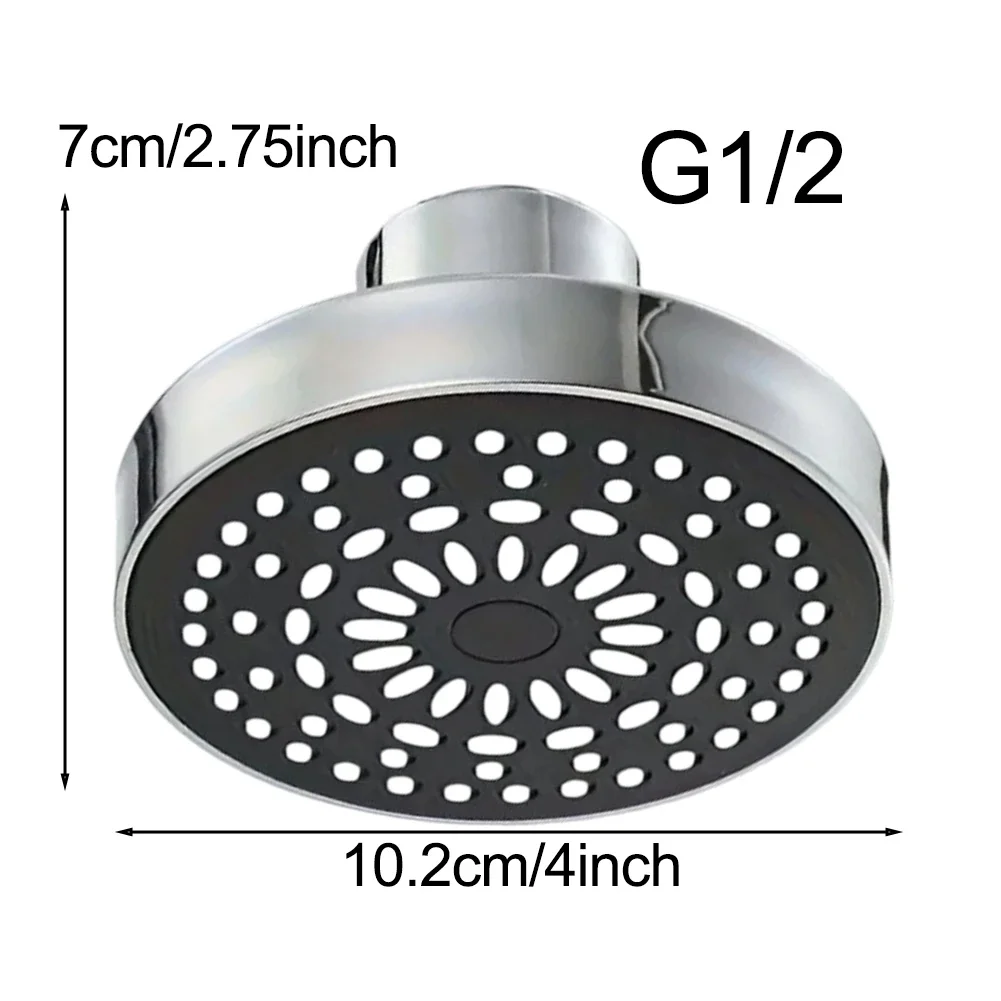 Compact 4 Inch 10 Centimeter Showerhead With Lotus Pod On Top Adjustable Water Flow Easy Install For Modern Bathroom Silver ABS