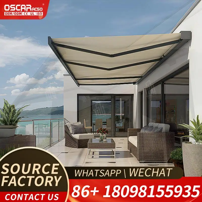 High Quality Motorized Manual Retractable Outdoor Canopy Sunshade Shelter for Patio Balcony Garden Retractable Awning