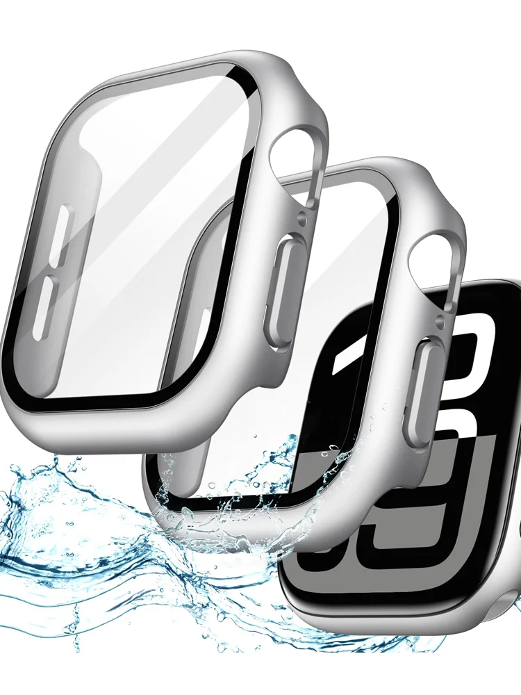 

Закаленное стекло + чехол для Apple Watch 46 мм 42 мм 40 мм 41 мм 44 мм 45 мм Защитная пленка для экрана iWatch 11 10 8 7 9 6 SE 5 4