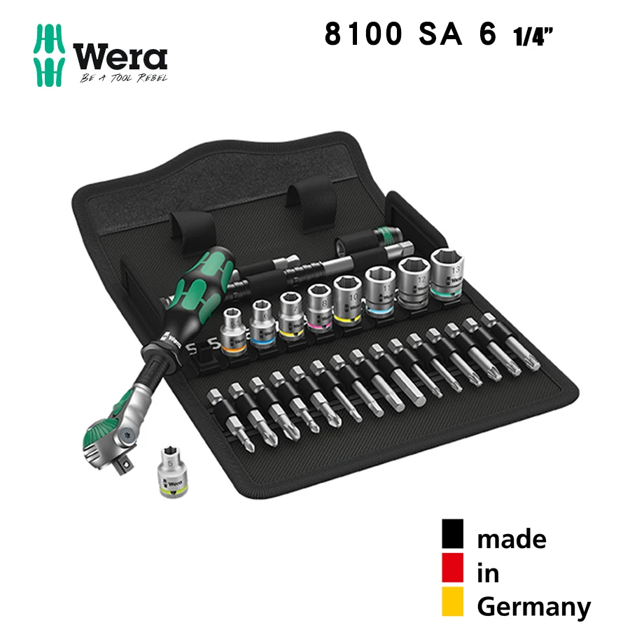 WERA 8100 SA 6 28 Pcs Ratchet Set  Zyklop Speed 1/4\