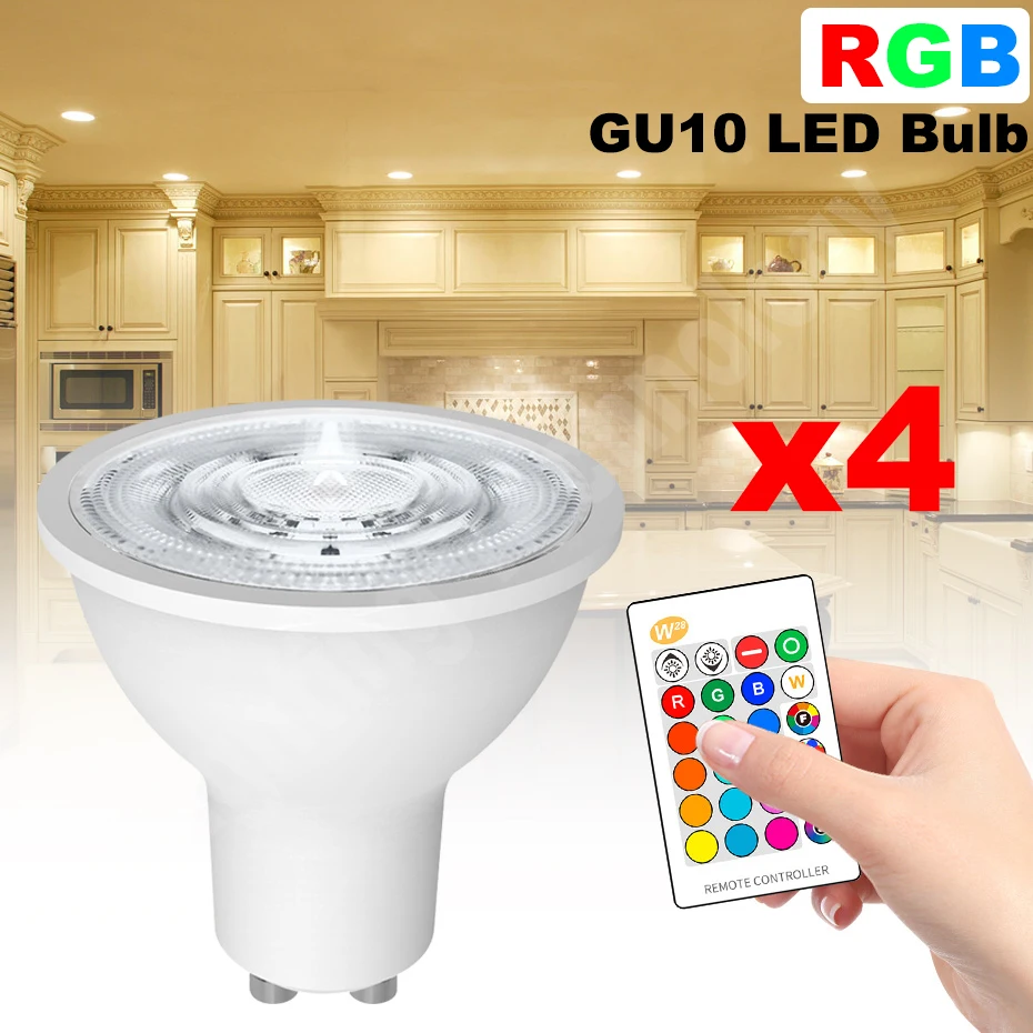 

220V 110V RGB LED Bulb Spotlight 8W GU10 LED Lamp RGBW Warm White Dimmable 16 Colors Changeable Memory Function for Living Room