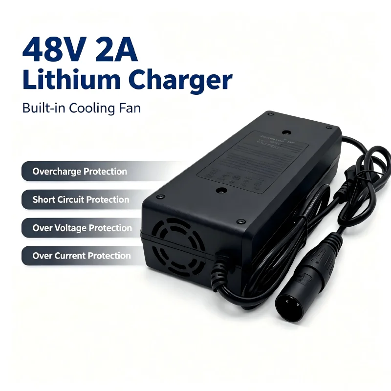 54.6V 2A charger for 48V li-ion Battery battery pack XLRM 3pins connector