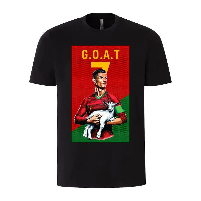 26 تي شيرت كريستيانو رونالدو برسومات الماعز 100% قطن برقبة دائرية للمنتخب الوطني البرتغال # 7 تي شيرتات كرة قدم للجنسين بأكمام قصيرة مطبوعة #2