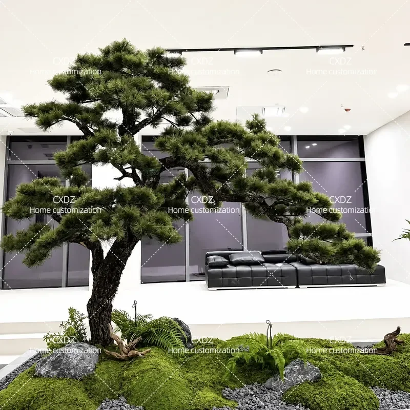 High End Artificial Black Pine Tree Landscape Ornament Simulation Green Plant Decoration for Front Desk Lucky Welcome Home