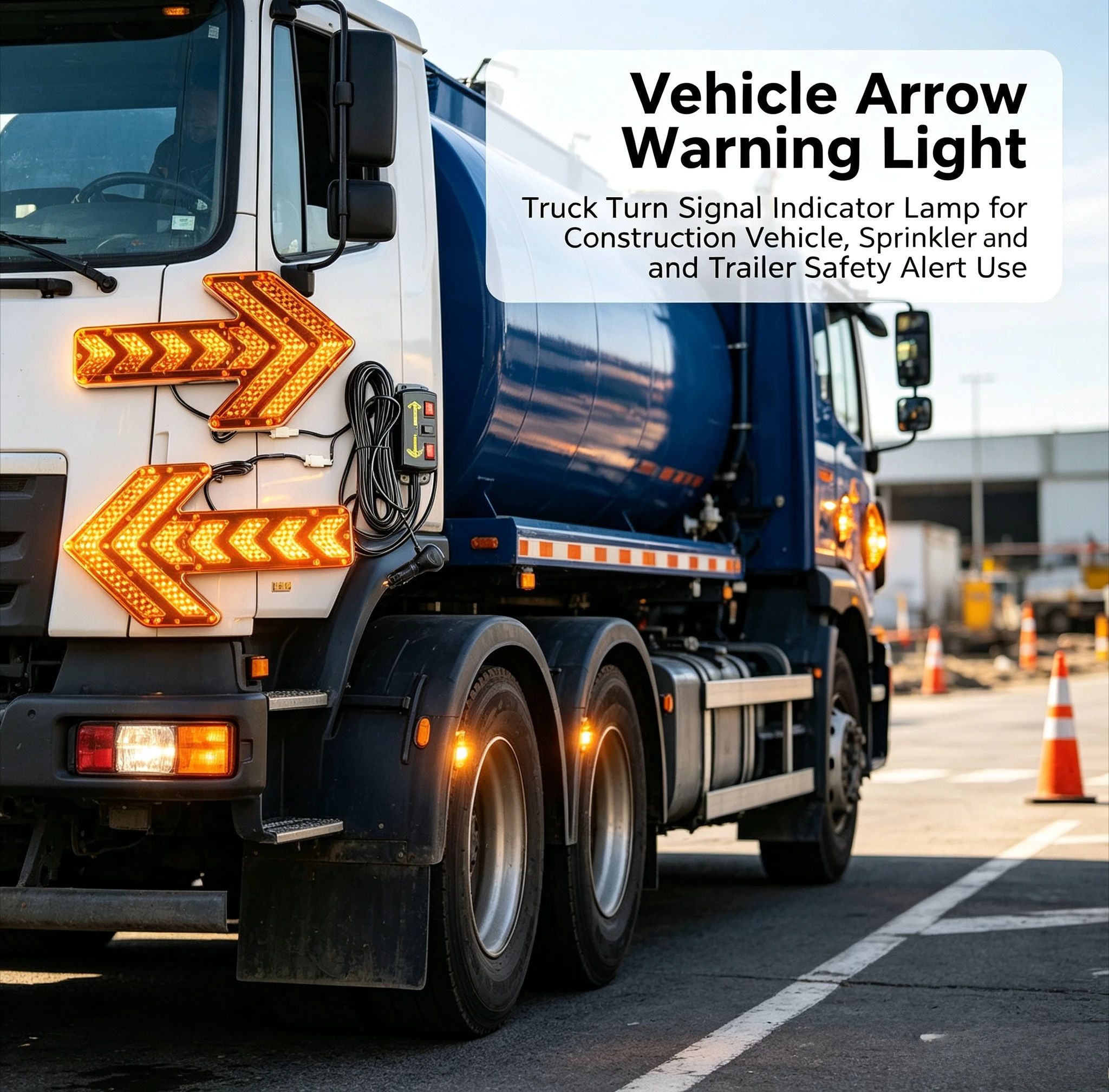 Vehicle Arrow Warning Light, Truck Turn Signal Indicator Lamp for Construction Vehicle, Sprinkler and Trailer Safety Alert Use