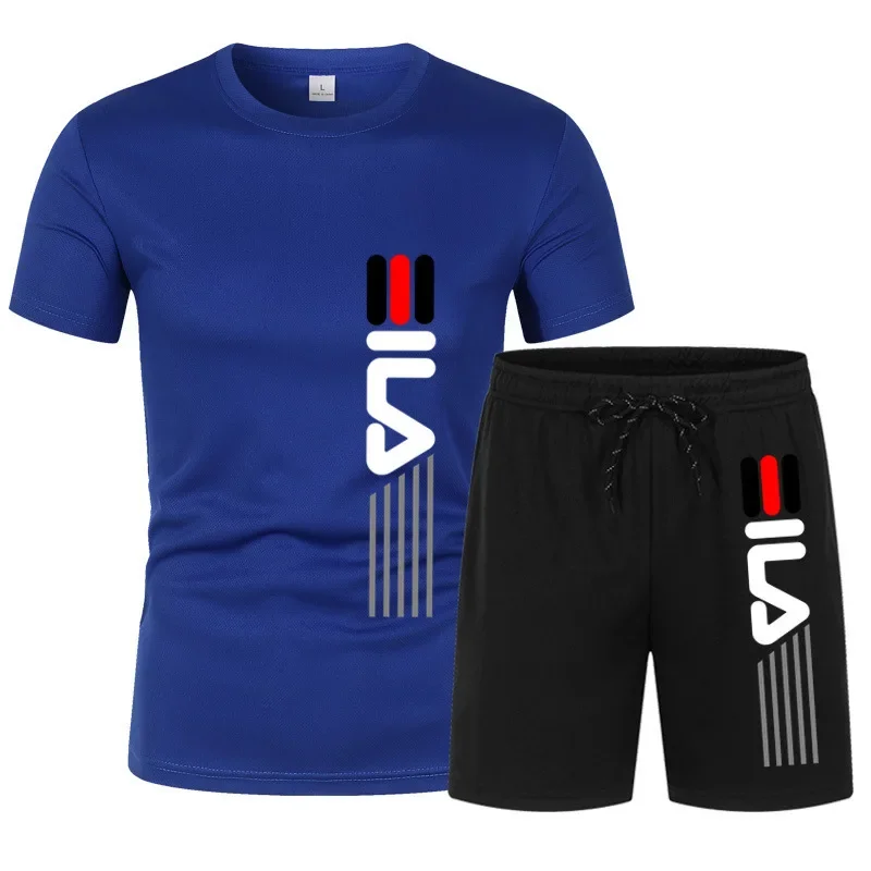 Men\'s Summer T-Shirt Mesh Shorts Sportswear Sportswear Set 2 Piece T-Shirt + Sweatpants Set Gym Set T-Shirt M-3XL