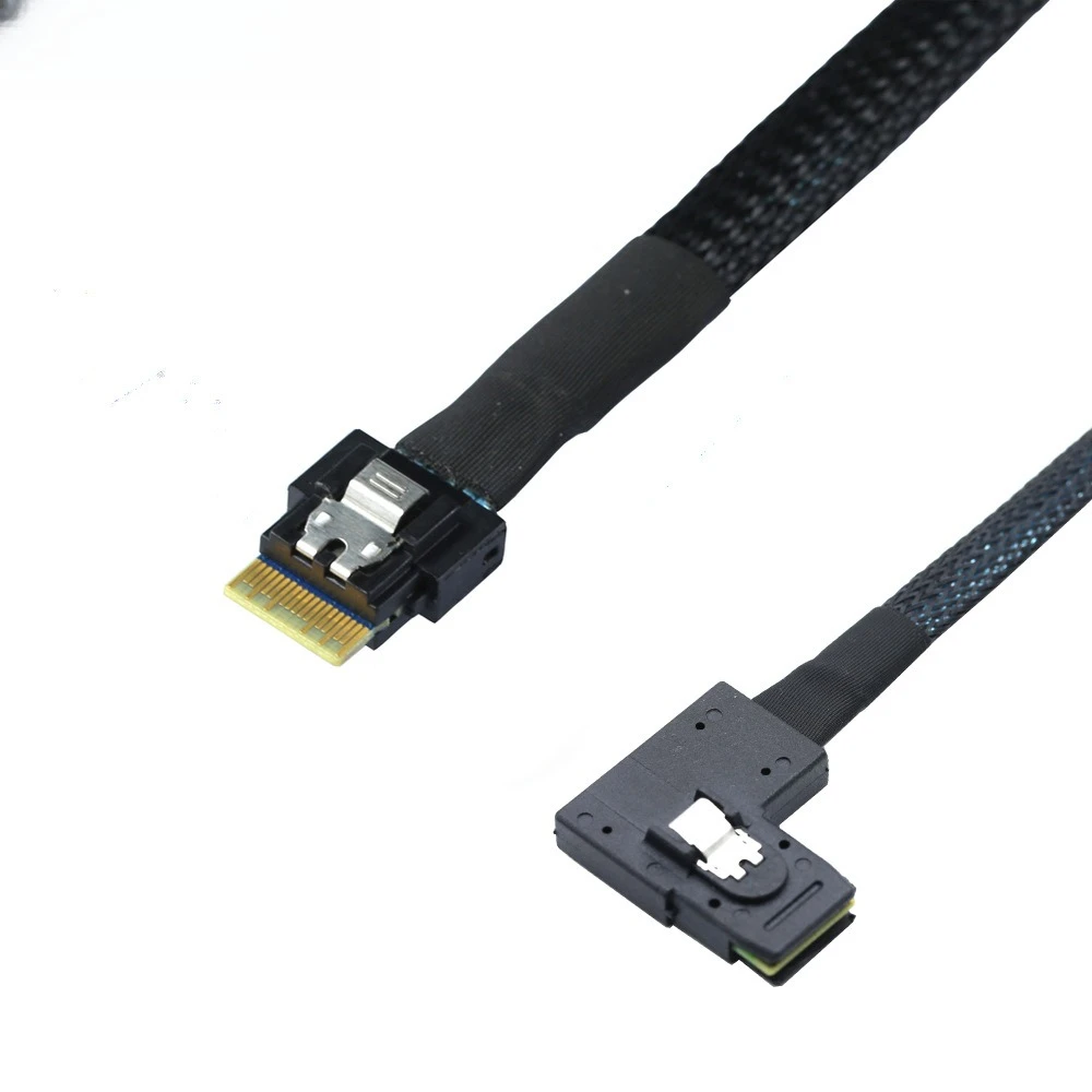 SlimSAS 4.0 SFF-8654 4i to SAS SFF-8087 Left Turn Server High Speed Cable