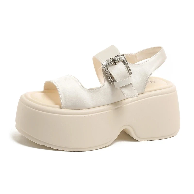 

8CM High Platform Sandals Women Summer Breathable High Heels Ladies Leather Sneakers Wedges Chunky Slippers Sandalias Mujer