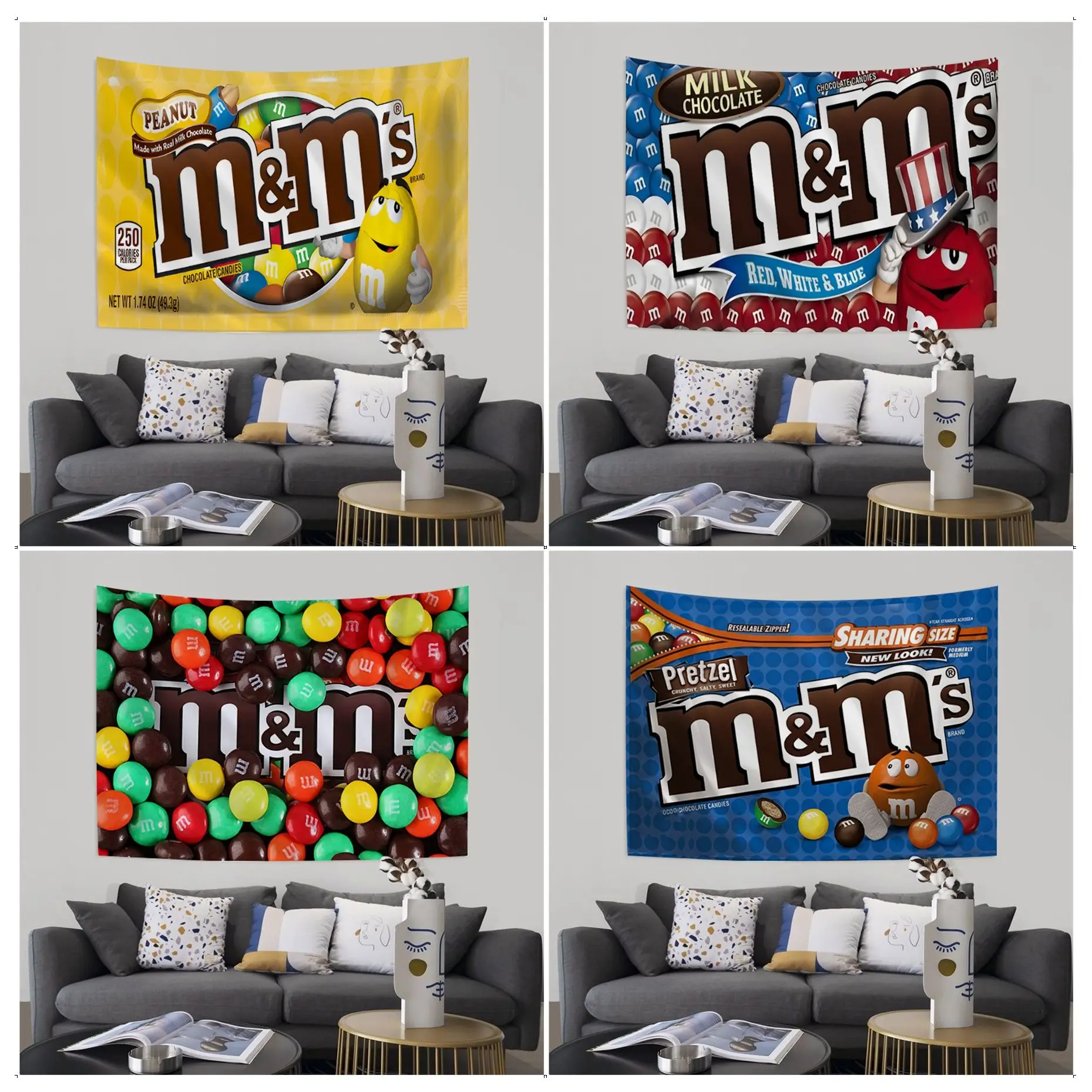 M&M's Chocolate Nutella Bottle Tapestry Art Printing Art Science Fiction Room Home Decor Wall Hanging Home Decor