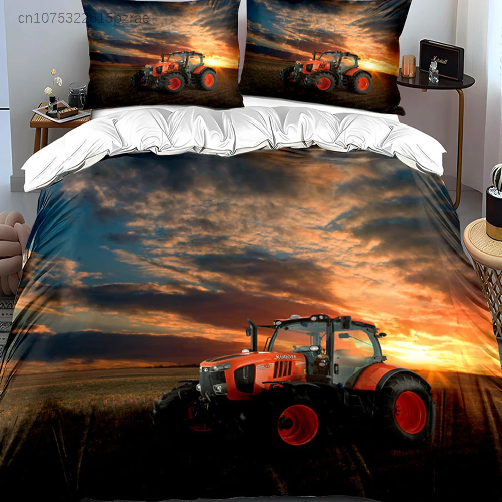 Farm Tractor Sunset Scene Set Multiple Sizes kid's And adults' Bedroom Exquisite 3PC Bedding set, Gift