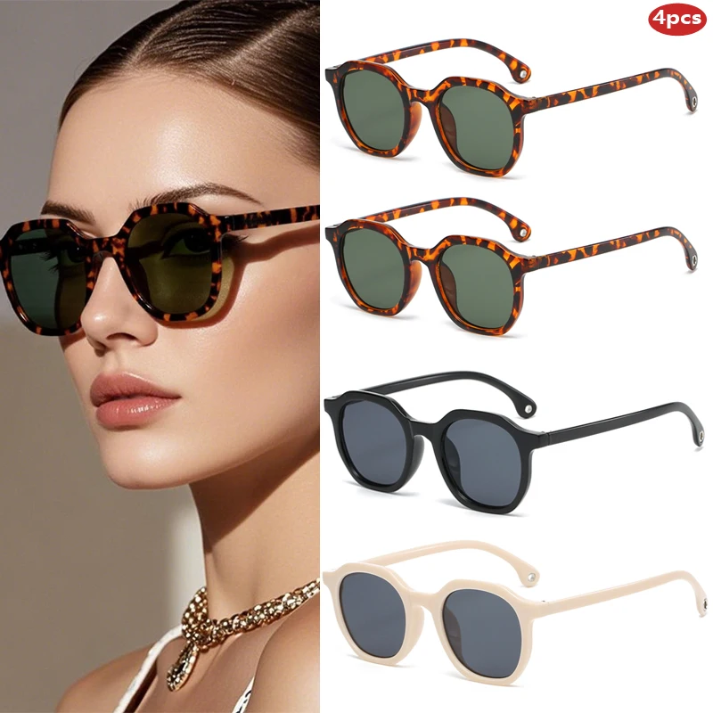 المشي لمسافات طويلة 4 مجموعات العصرية الصغيرة المستديرة مكافحة نظارات الضوء النساء أزياء الأخضر ليوبارد تصميم النظارات الإناث النظارات الشعبية #5