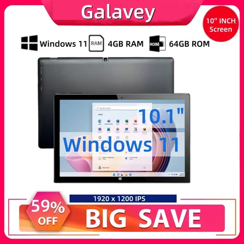 AR40 4GB RAM 64GB ROM 10.1" Intel Atom N3350 64-bit Windows 11 Tablet 5000mAh Type-C 1*USB 3.0 HD-MI Port 1920 x 1200 IPS
