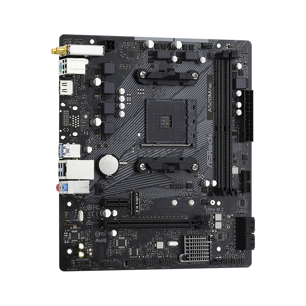 ASRock A520M/AC Motherboard Support Ryzen 5 5600 5600G R7 5700X3D CPU AM4 Socket DDR4 4733MHz+(OC) 64GB NVME M.2 PCI-E 3.0