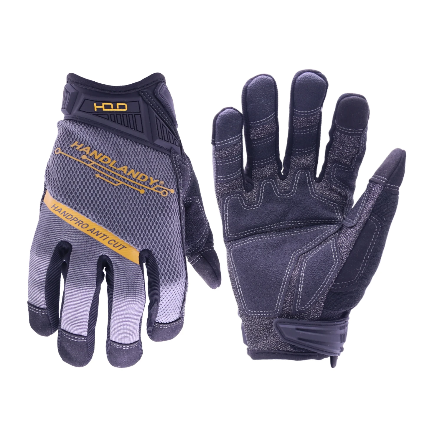 HANDLANDY EN388 2442E Aramid HPPE Cut Resistance Great Grip Touch Screen Construction Auto Mechanic Safety Mens Work Gloves