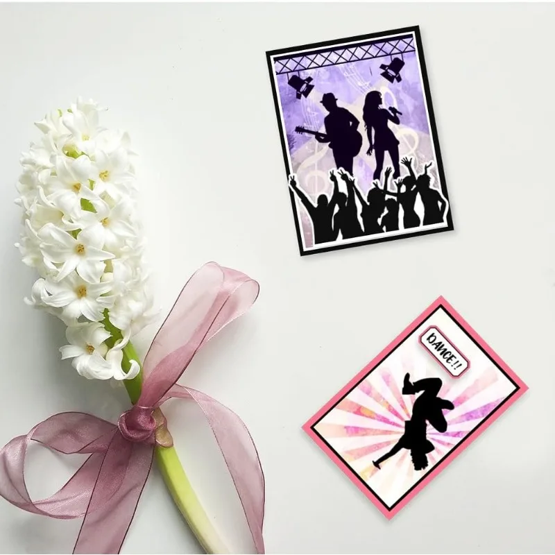 1Sheet Dance Rock Silhouette Ballet Dance Clear Stamps for Cards Making Singing and Dancing Clear Stamp Seals Transparent Stamps