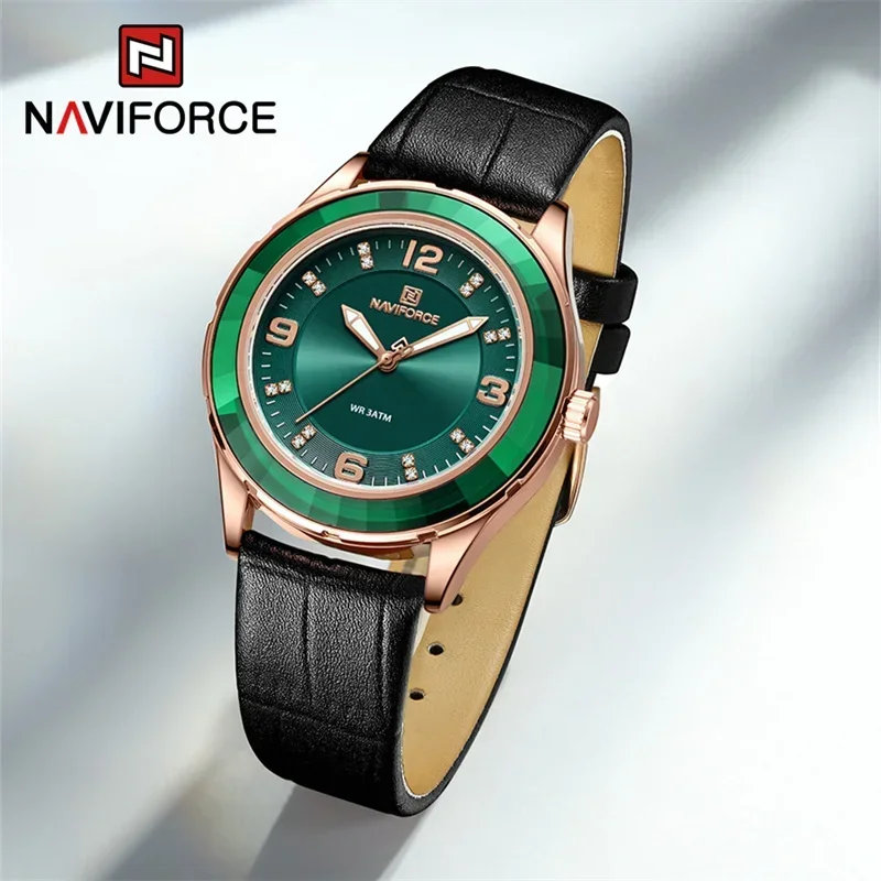 NAVIFORCE Brand Women Quartz Watch Personality Leather Strap Waterproof Wristwatch Simple Fashion Female Clock Relogio Feminino