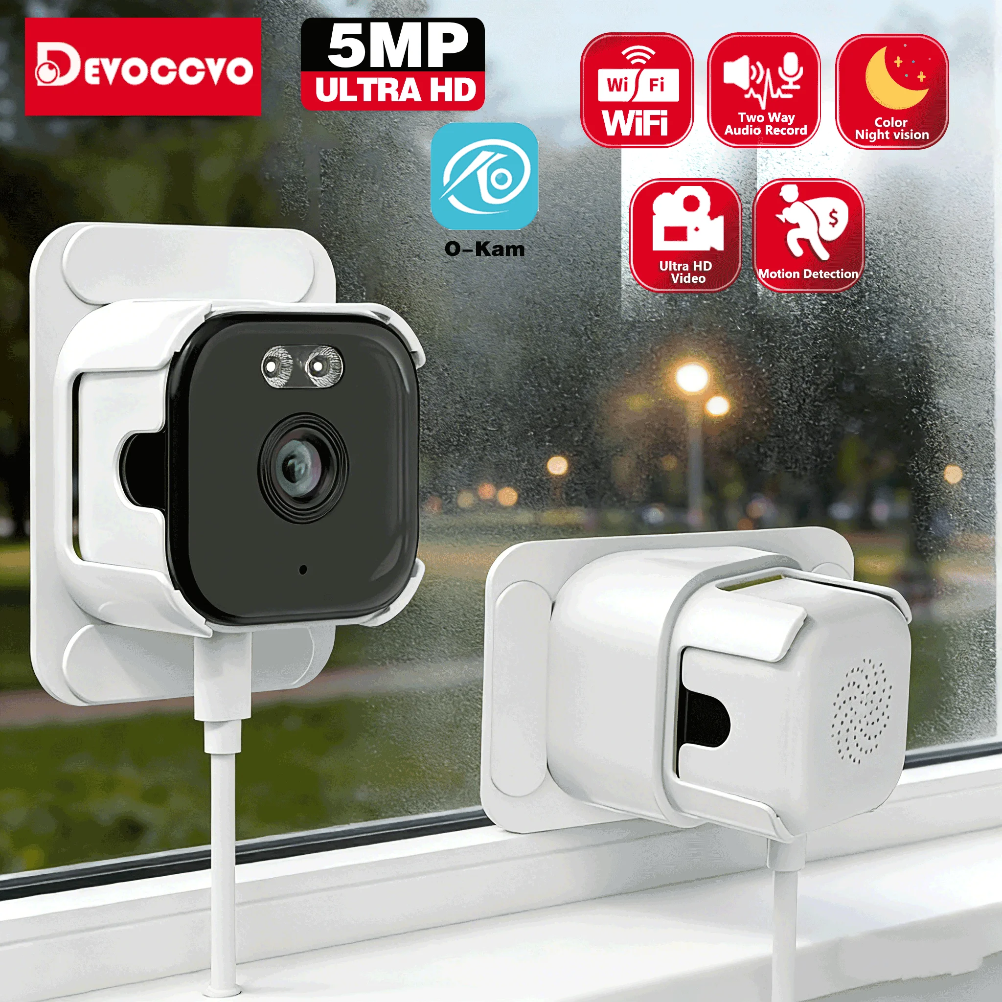 

Домашняя камера безопасности 5MP HD оконное видеонаблюдение 5G Wi-Fi Крытый цвет ночного видения Обнаружение движения Беспроводная камера безопасности