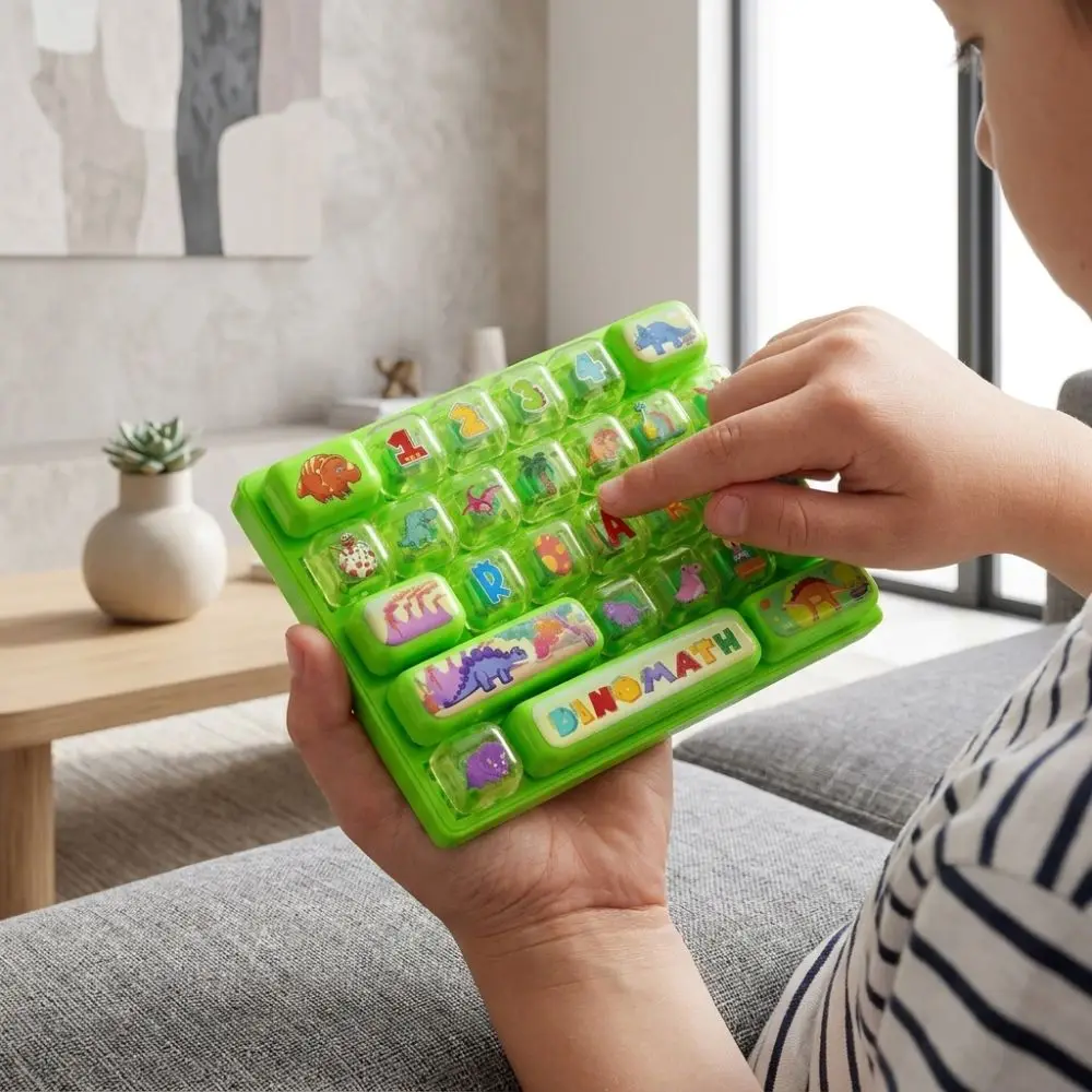 Cartoon 26 Keys Fidget Keyboard Plastic Clickable Keys Mechanical Keyboard Keychain Clear Key Sounds Food Animal