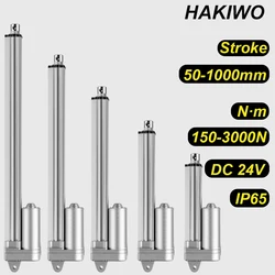 HAKIWO IP65 Waterproof Linear Actuator 24V 3000N 50mm 400mm 600mm 800mm 1000mm Stroke Solar Tracker Motorisation of Door 150mm/s