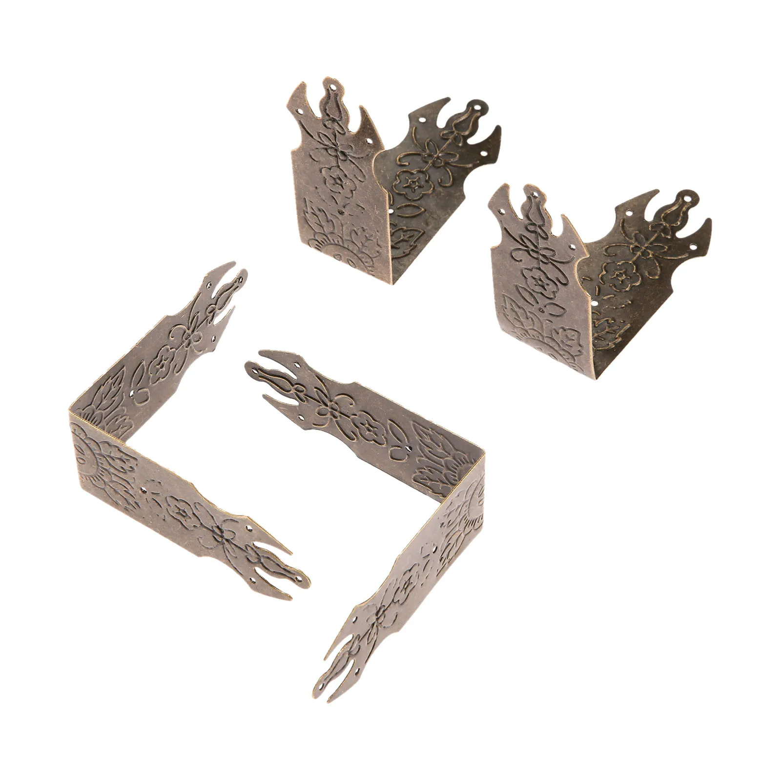 4PCS 69*69*29mm Hardware Antique Bronze Decorative Corner Protectors With Nails Package Corner Furniture Jewelry Box Fittings