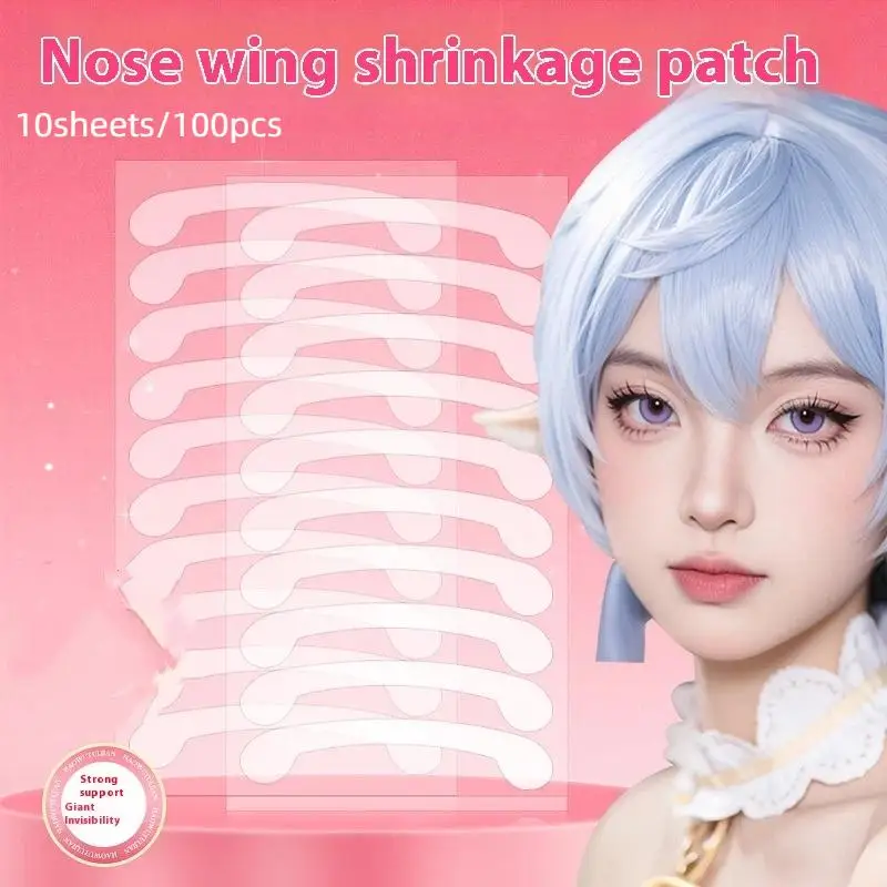 100Pcs Invisible Slimming Thin Beauty Wings Narrow Shrinking Nose Wing Patch Cosplay Nose Shrink Nose Stickers Nose Makeup Tools