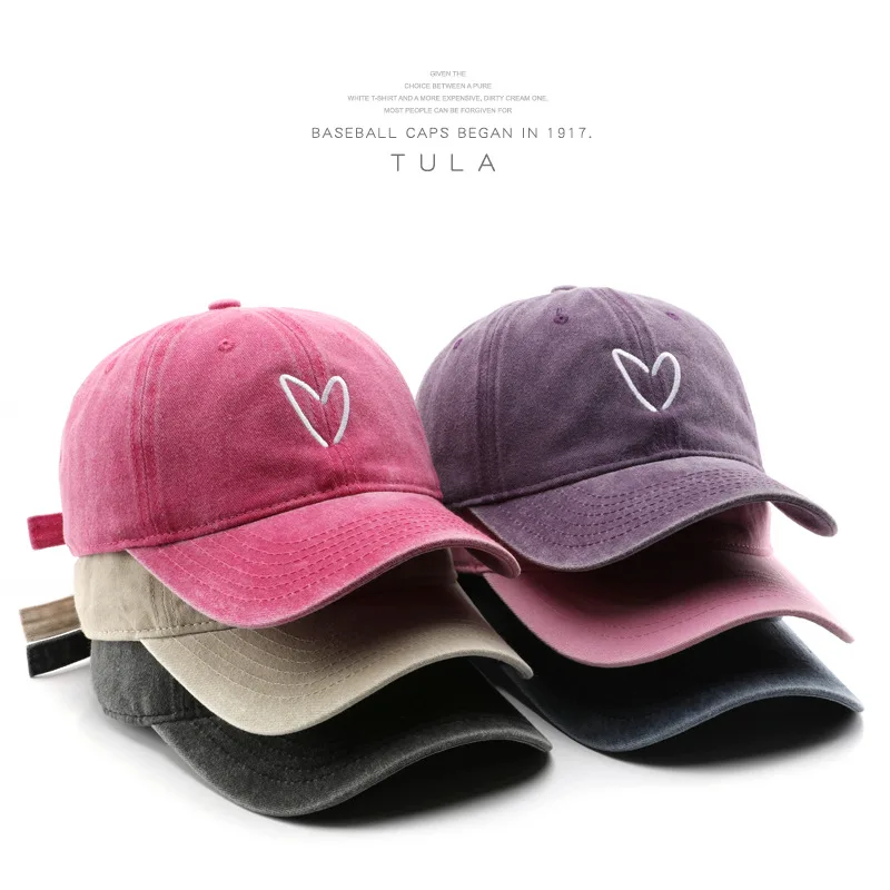 

Baseball cap for women retro vintage vintage distressed love embroidered duckbill cap for outdoor men's travel sunshade hat