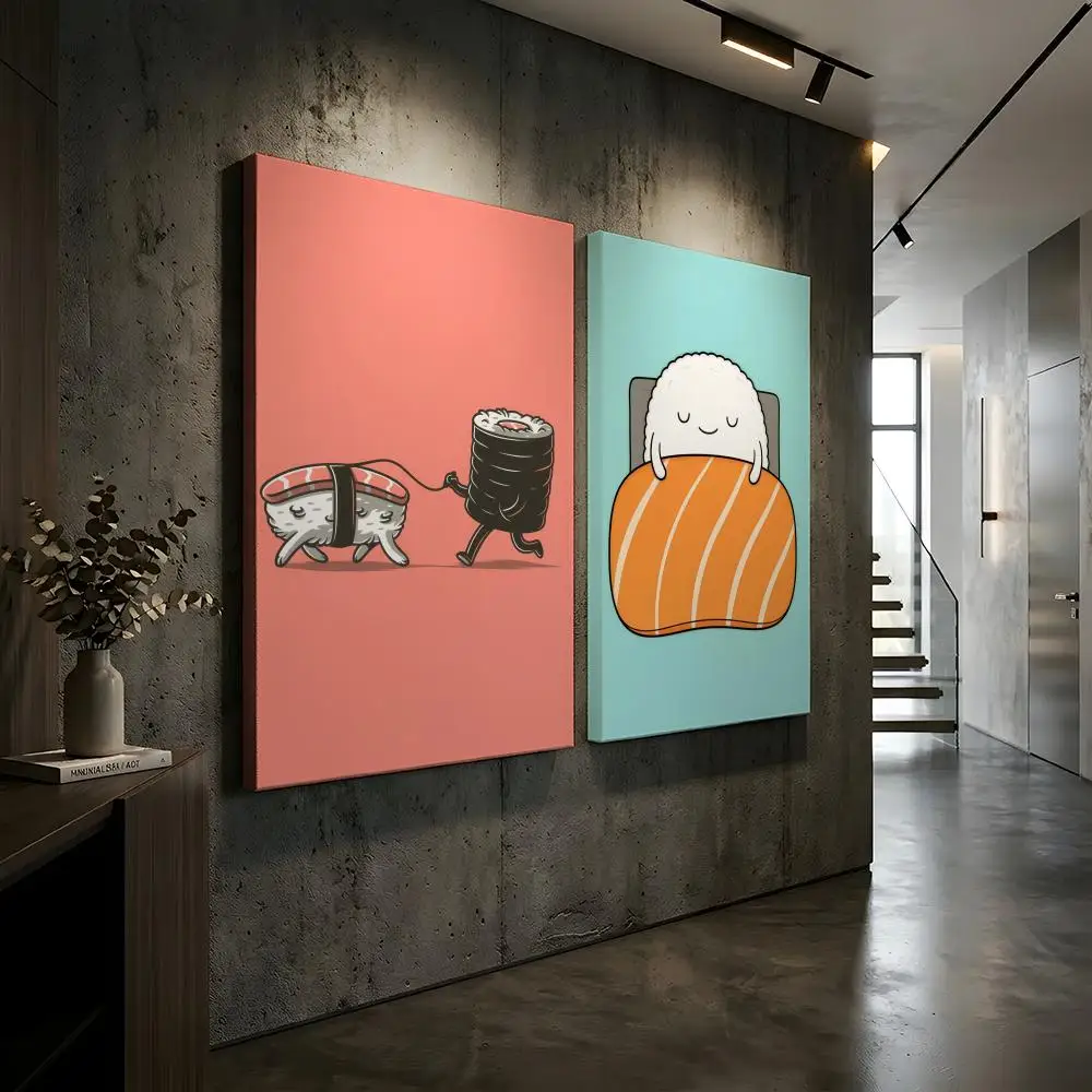 Funny Sushi Fancy Art Painting Calligraphy HD Modern Style Inner Frame Canvas Bedroom Room Hallway