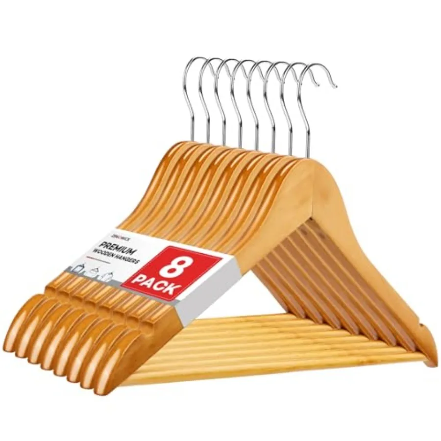 

Wooden Hangers 8 Pack, Heavy Duty Wood Hangers for Coats, Suits, Jackets, Closet and Pants Durable Premium Wood Hanger with 360