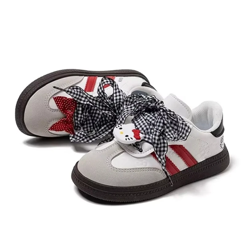 

Kids' Casual Shoes Cartoon Hello Kitty Bow PU Leather Spring Shoes For Girls Anti-slip Velcro White Shoes Size 23-37