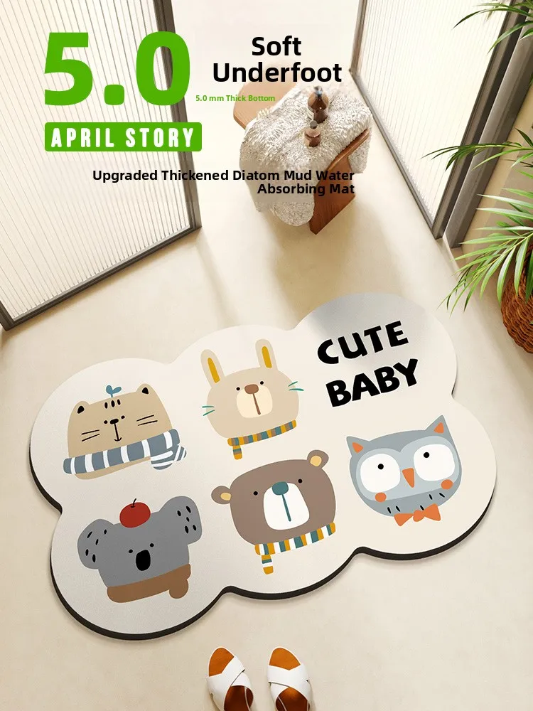 

Batoom Mat Animal Pattern Anti-Slip Doormat Silicon Dendroid ower Room Water Absorbent Soft Pad Kitchen Mat Home Decor
